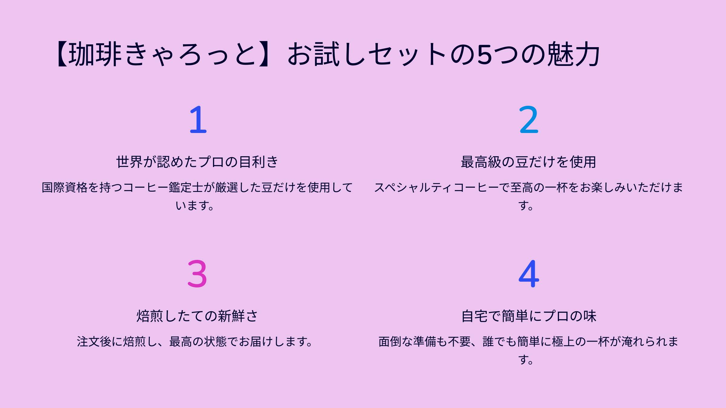 【珈琲きゃろっと】お試しセットの5つの魅力