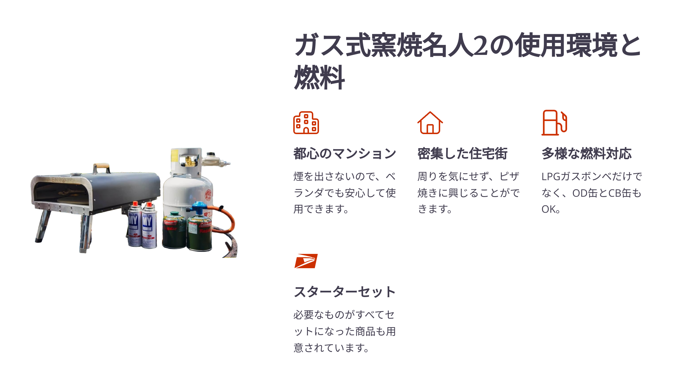 ガス式窯焼名人2の使用環境と燃料